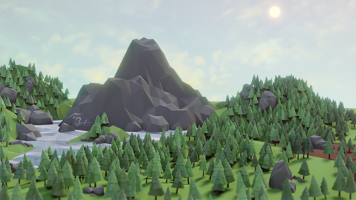Low Poly Scenery, Hills and Lake preview image